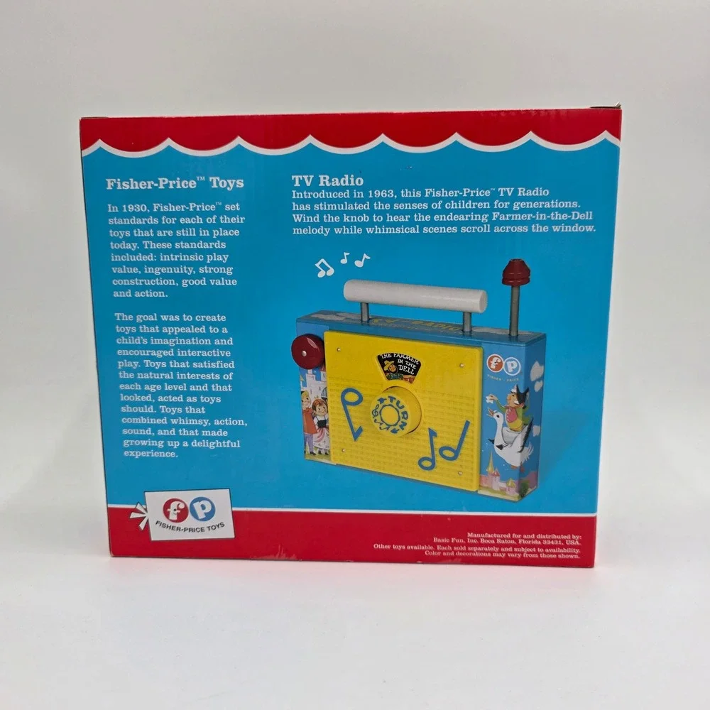 Fisher Price Toys TV Radio Plays Classic Tune Farmer in the‎ Dell Yellow Blue